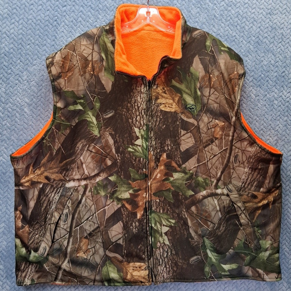 RedHead Mens 3XL Reversible Camo Blaze Orange Fleece Hunting Vest Realtree 3TG